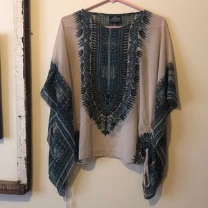 Angie Sheer Dashiki Beaded Festival Top